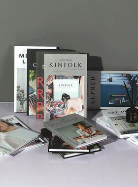 北欧简约风假书样板间客厅书房装饰摆饰办公室书柜彷真书道具模型