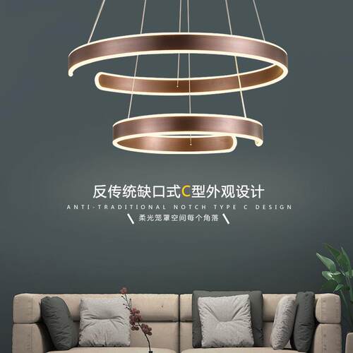led吊灯现代简约吊灯吧台北欧创意吊灯个性玄关餐厅圆环形客厅灯