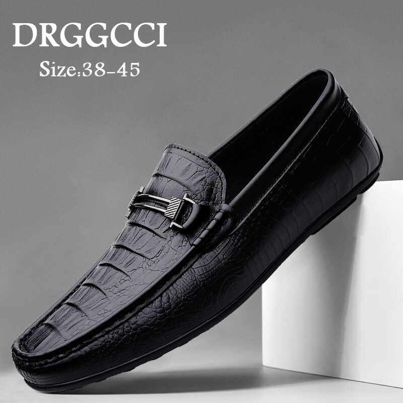 DRGGCCI豆豆鞋男2026新款春季真皮软底轻便皮鞋男透气休闲一脚蹬