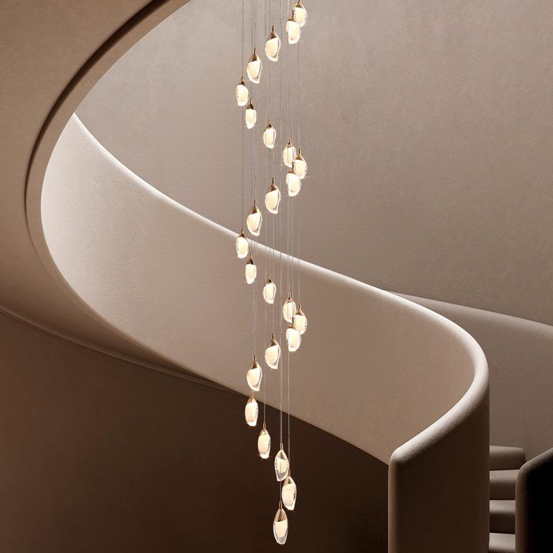 别墅现吊灯大新款年大灯复式吊吊奢灯客厅灯轻挑代楼梯2030825长