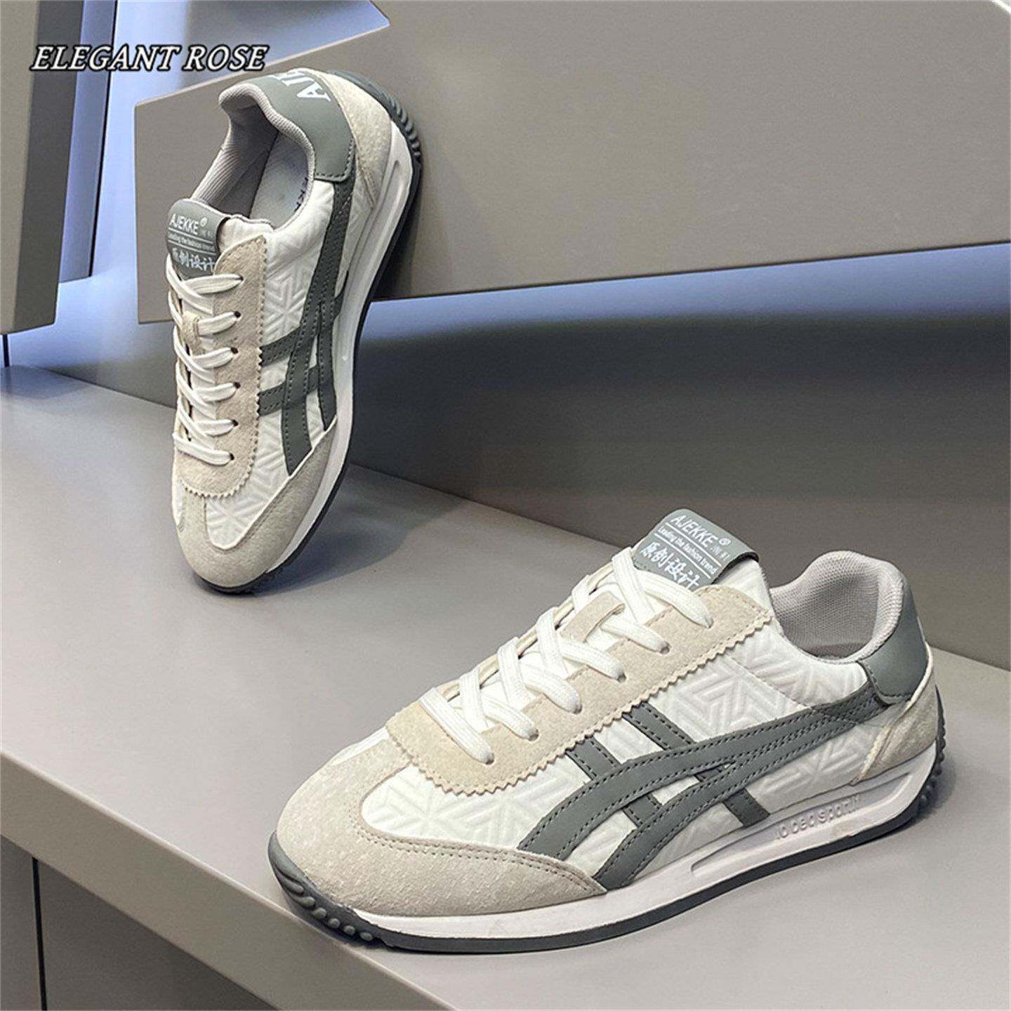 ELEGANT ROSE 男鞋时尚百搭软底低帮鞋真皮系带舒适休闲鞋轻便