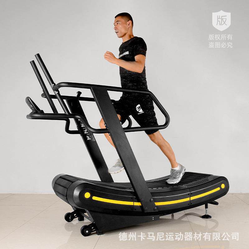 健身房商用无动力跑步机 履带式弧形机械无助力跑步机 曲面
