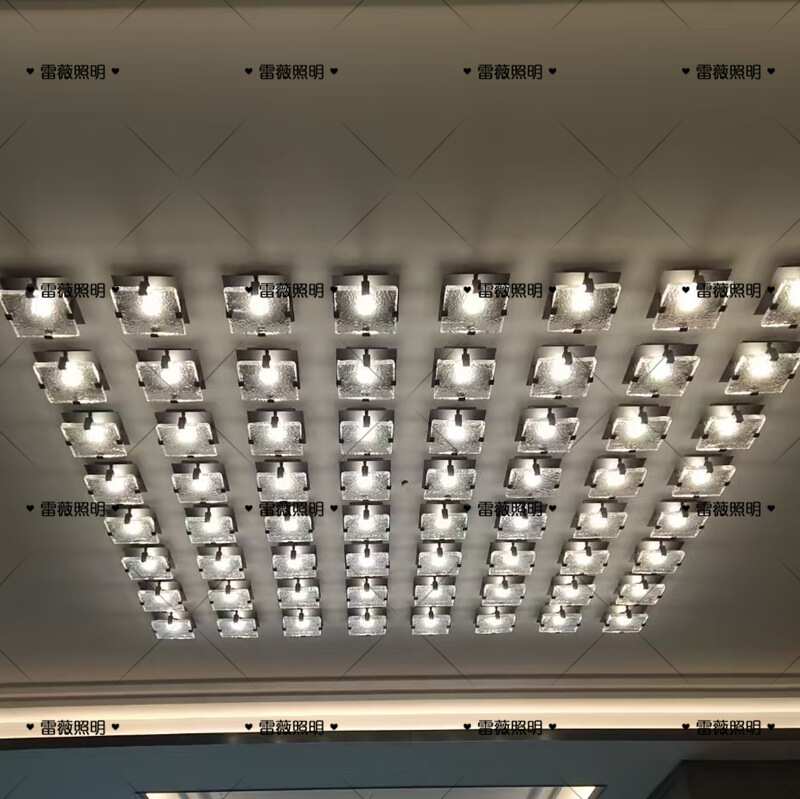 酒店大堂门头灯 简约轻奢阳台走廊灯 玻璃玄关入户方形过道吸顶灯