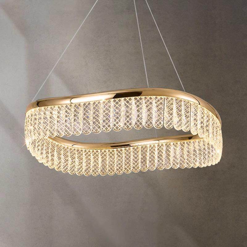 2025年新款双层大客厅主吊灯轻奢卧室饭厅水晶灯设计师创意方形灯