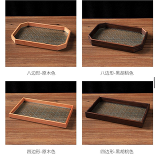 轻奢实木玻璃托盘复古海棠茶盘景泰蓝掐丝珐琅手工DIY制件底盘
