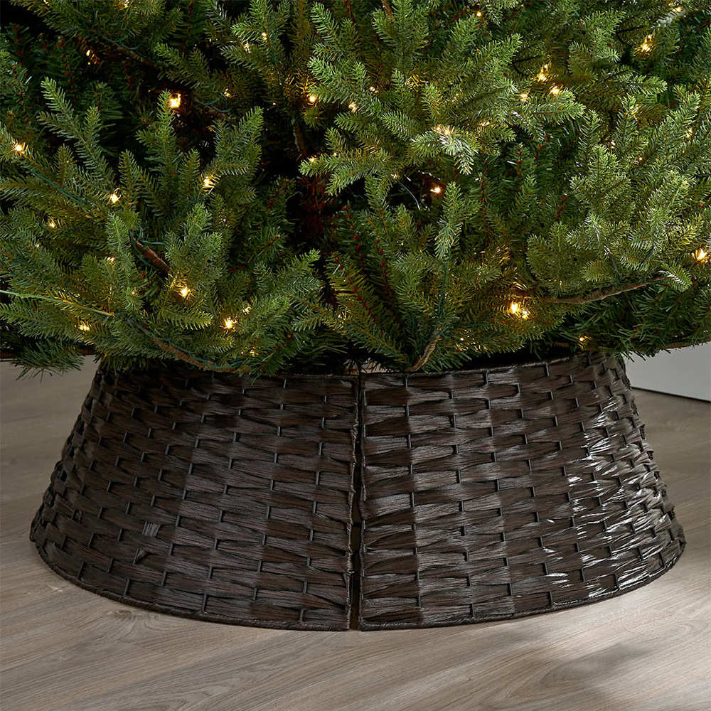 新款圣诞树栅栏灰色手工编织白色树围北欧风圣诞树围树底装饰