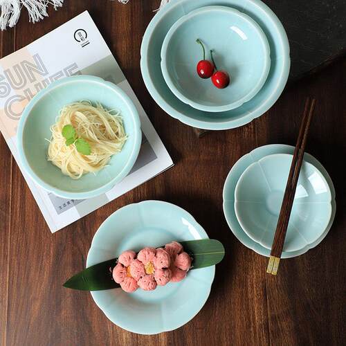 龙泉青瓷盘子陶瓷菜盘中式仿宋深盘创意宋韵餐盘茶点盘古装剧同款