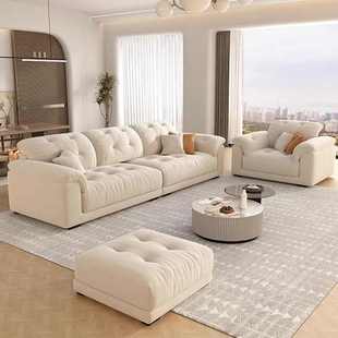 奶油风豆腐块直排沙发 云朵布艺沙发小户型客厅简约现代轻奢新款