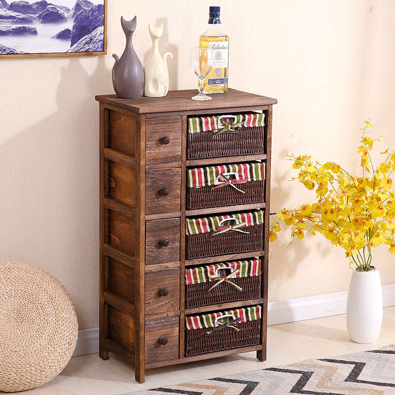 现代简约实木白色藤编床头柜简易抽屉式收纳卧室储物柜小柜子