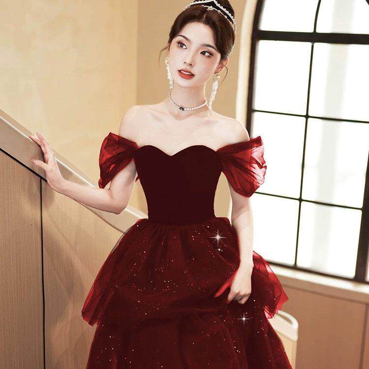 法国Lemond tajoes一字肩敬酒服法式高级感新娘结婚订婚晚礼服女