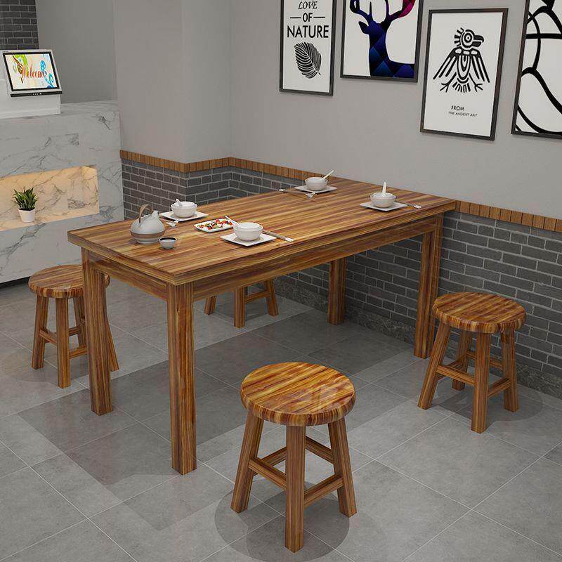 实木碳化火烧木快餐桌椅烧烤小吃店桌椅饭店面馆早餐厅店桌椅组合