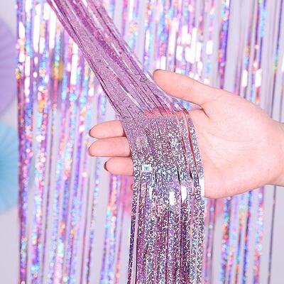 1M 2M 3M Glitter Metallic Foil Tinsel Fringe Curtain