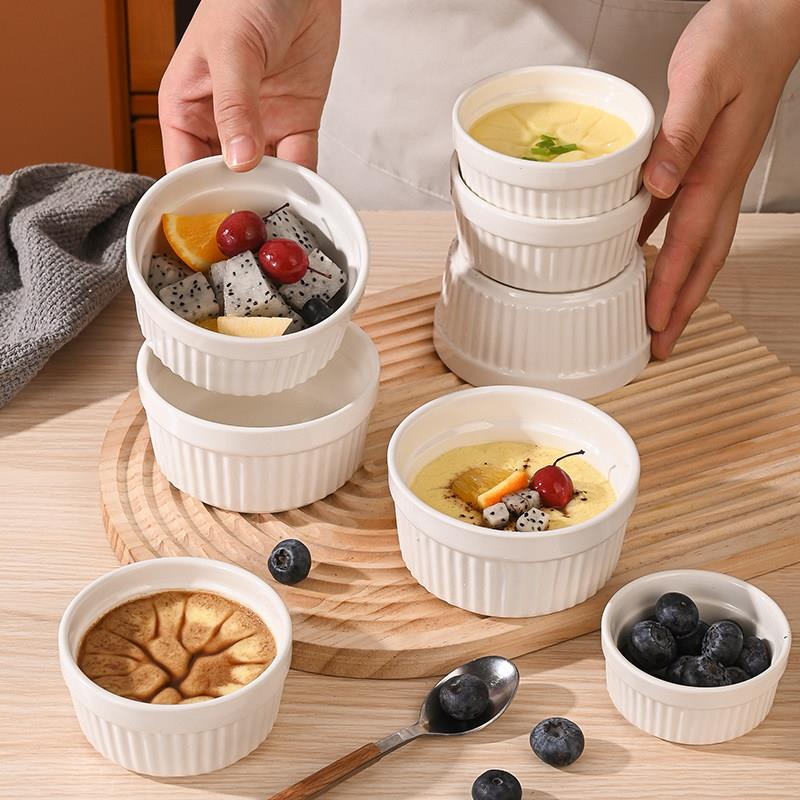 陶瓷烤碗纯白炖盅宝宝副食品蒸蛋碗家用蛋糕甜品布丁杯商用烘焙模