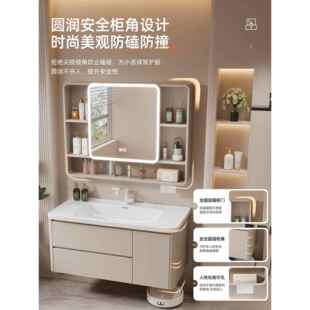蜂窝铝浴室柜组合弧形陶瓷一体化面盆洗手盆手盆浴室柜120cm
