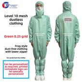 天马绿色0.25网格蛙式 下跨裆部拉炼连帽连体服厂商十级无尘洁净服