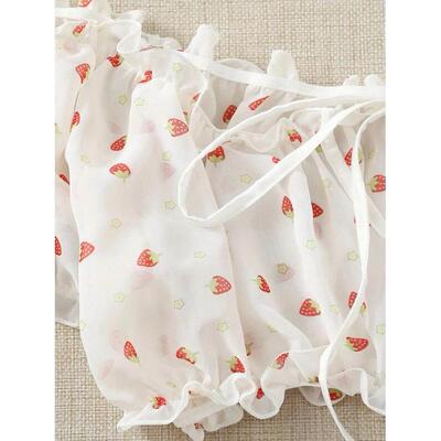 Printed mesh one-shoulder slim bikini印花网纱一字肩修身泳衣