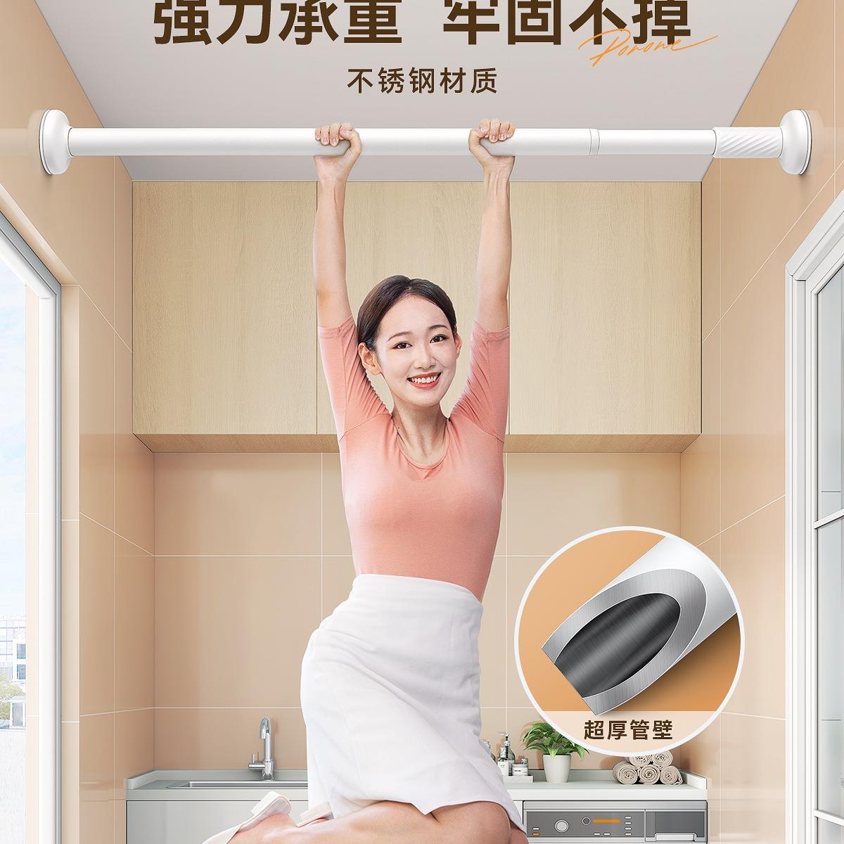 免打孔窗帘杆罗马杆支架固定器单双杆轨道窗帘全套可伸缩挂杆配件图片
