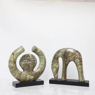 轻奢高级感天然大理石几何艺术造型摆件电视柜玄关办公室家居饰品