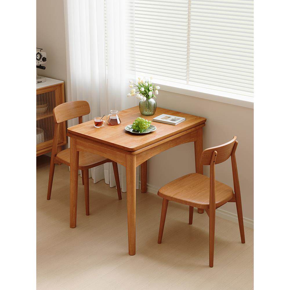 实木餐桌现代简约可折叠小户型客厅家用实木餐椅组合多功能的桌子