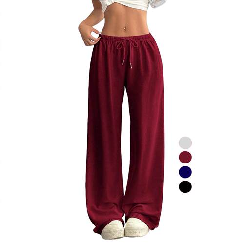 Women Casual Drawstring Pants 3 Plain Trousers Comfortable