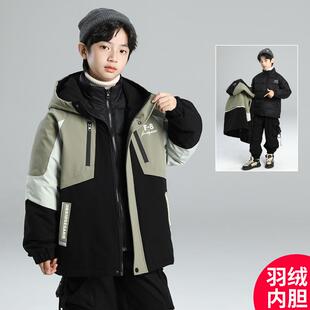 英国Next Kiss男童羽绒服冲锋衣三合一可拆卸冬季帅气中大童外套