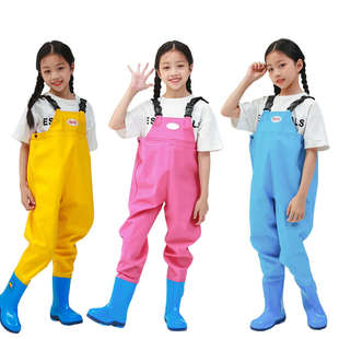 儿童玩水服下水裤 备宝宝防水游戏服 雨鞋 一体男童女童幼儿园赶海装