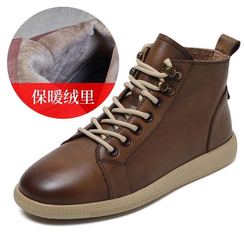 高档皮马丁靴复古高帮系带百搭休时装靴