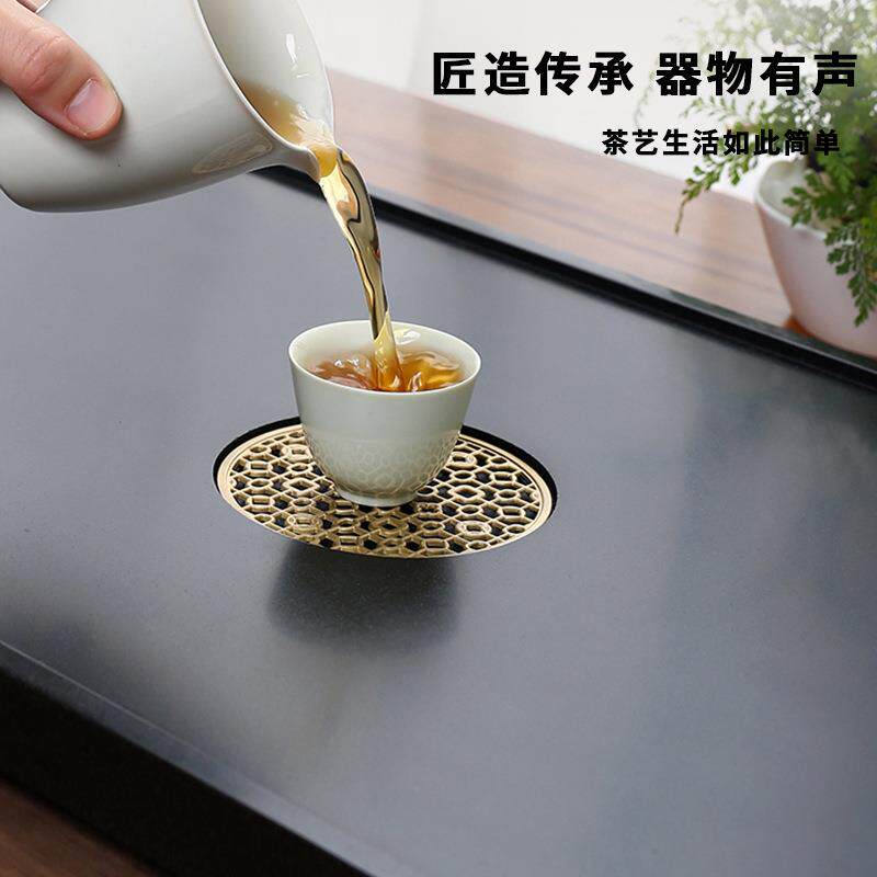中乌金茶盘抛水石光同窗面新式天然整块家用排石头石材茶台简约大