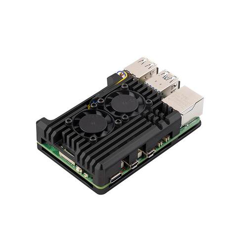 微雪 树莓派Raspberry Pi 5代 铝合金外壳金属 双散热风扇 导热贴