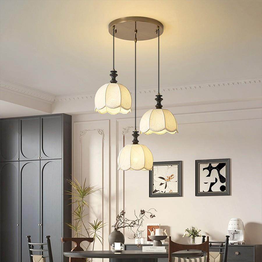 法复古风餐17817吊灯诧厅寂中布艺印花灯具美式高档餐桌古式饭厅