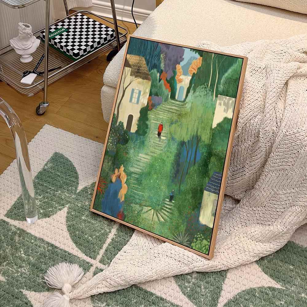 spring scenery北欧现代艺术春天的景色插画挂墙画卧室床头装饰画