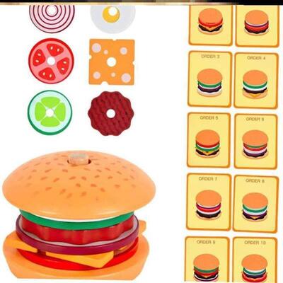 Montessori Wooden Burger Stacking Toys for Toddlers and Kids