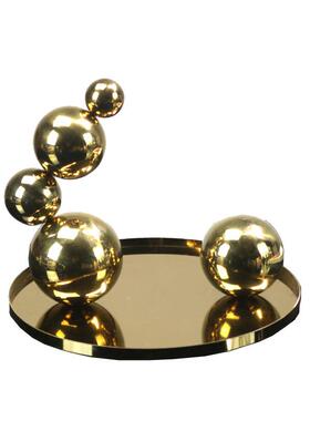 现代轻奢不锈钢电镀金色珠点层叠托盘抽象摆件家居样板间客厅装饰