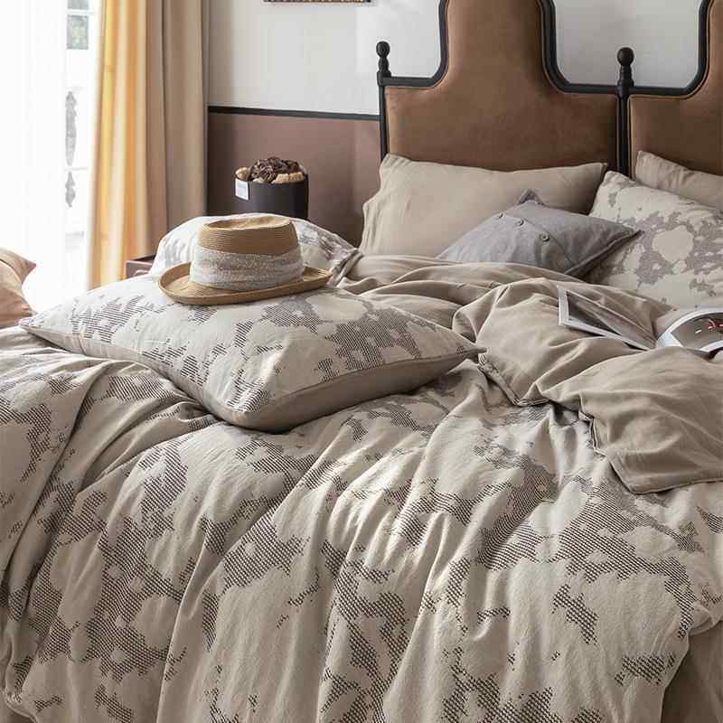 A类纯棉双层纱床上四件套全棉床单被套轻奢长绒棉提花高级感床品