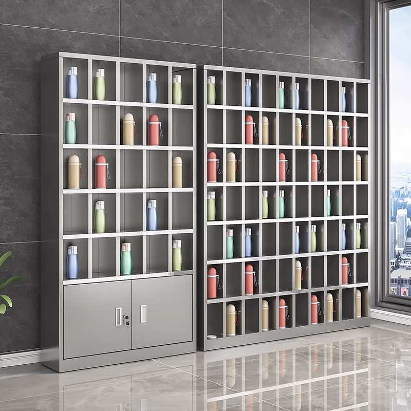 304不锈钢水杯柜工厂车间员工休息室茶水柜50格储物收纳架水杯架