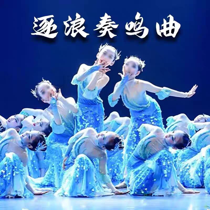 逐浪奏鸣曲舞蹈服儿童古典舞演出服渐变少儿群舞亮片鱼尾裙表演服