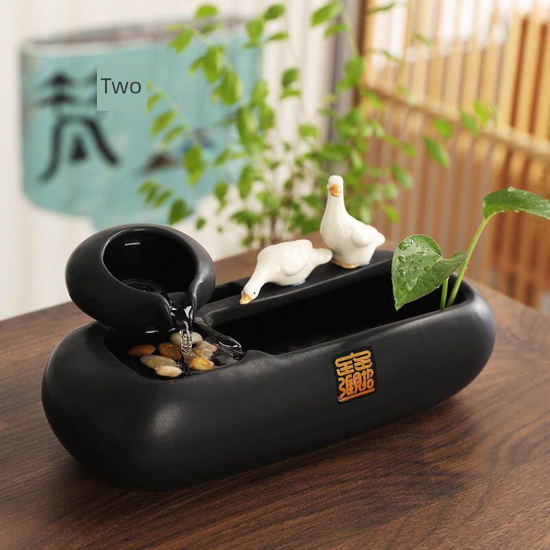 陶瓷流水装饰品喷泉小桌面客厅茶几办公室装饰循环水功能开幕礼品