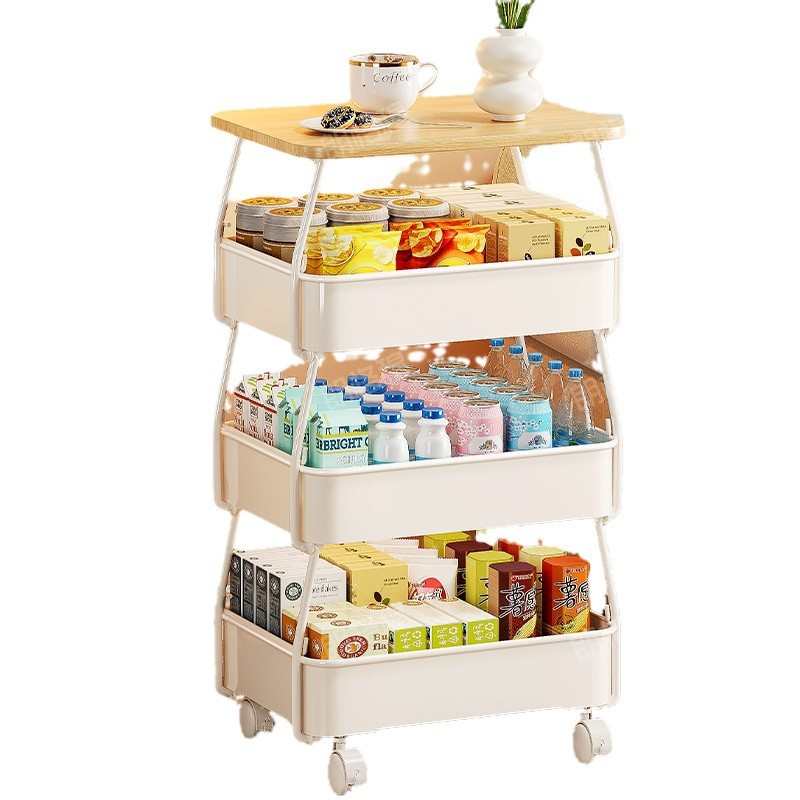 推车架收纳高红零食颜小推车物物架家用移动多层客厅落地置值网储