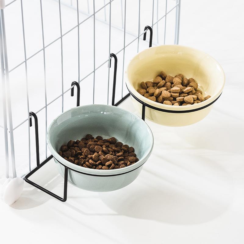 猫碗防打翻猫食盆悬挂式喝水碗陶瓷固定狗盆挂笼宠物碗幼犬幼猫碗