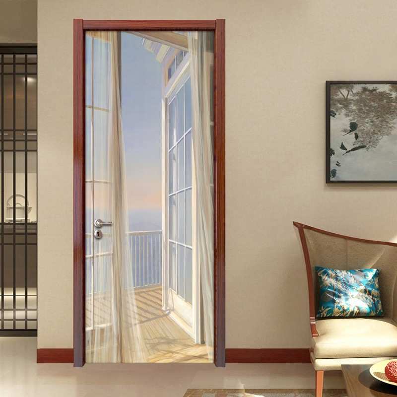 巨创货源PVC贴纸3D自粘门贴 墙贴 卧室客厅现代装饰 大海窗台