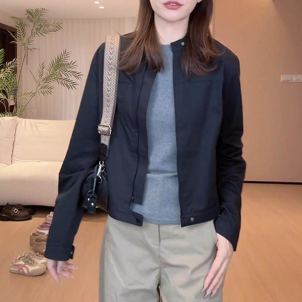 欧洲站短款小个子上衣外套女2025年新款春秋立领夹克时尚棒球服潮
