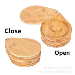 日式旋转木盒竹制木质调酒沿边盘夹层竹盒盐木头木質糖盒收纳盒