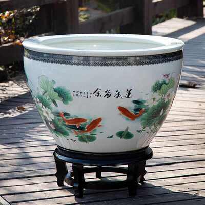 陶大缸瓷缸碗家用荷水缸庭院花盆莲睡莲手工缸景德镇金鱼缸青花养