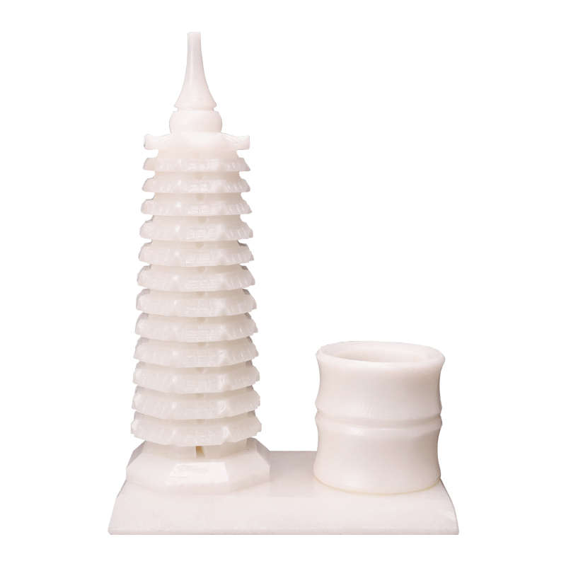 办公室塔雕刻送礼礼品九层书房商务白玉玉石宝塔13层文昌摆件天然