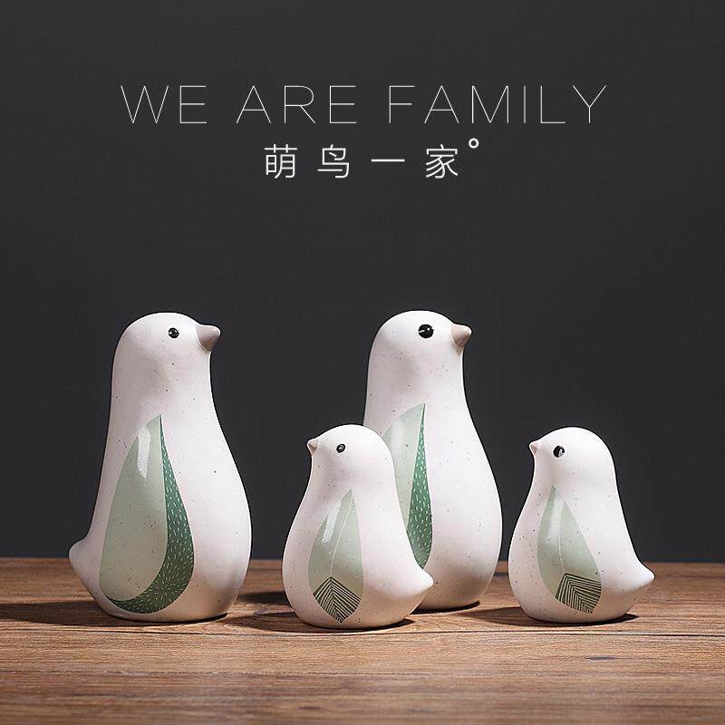 家里摆设小饰品北欧创意可爱陶瓷小鸟摆件家居客厅酒柜房间装饰