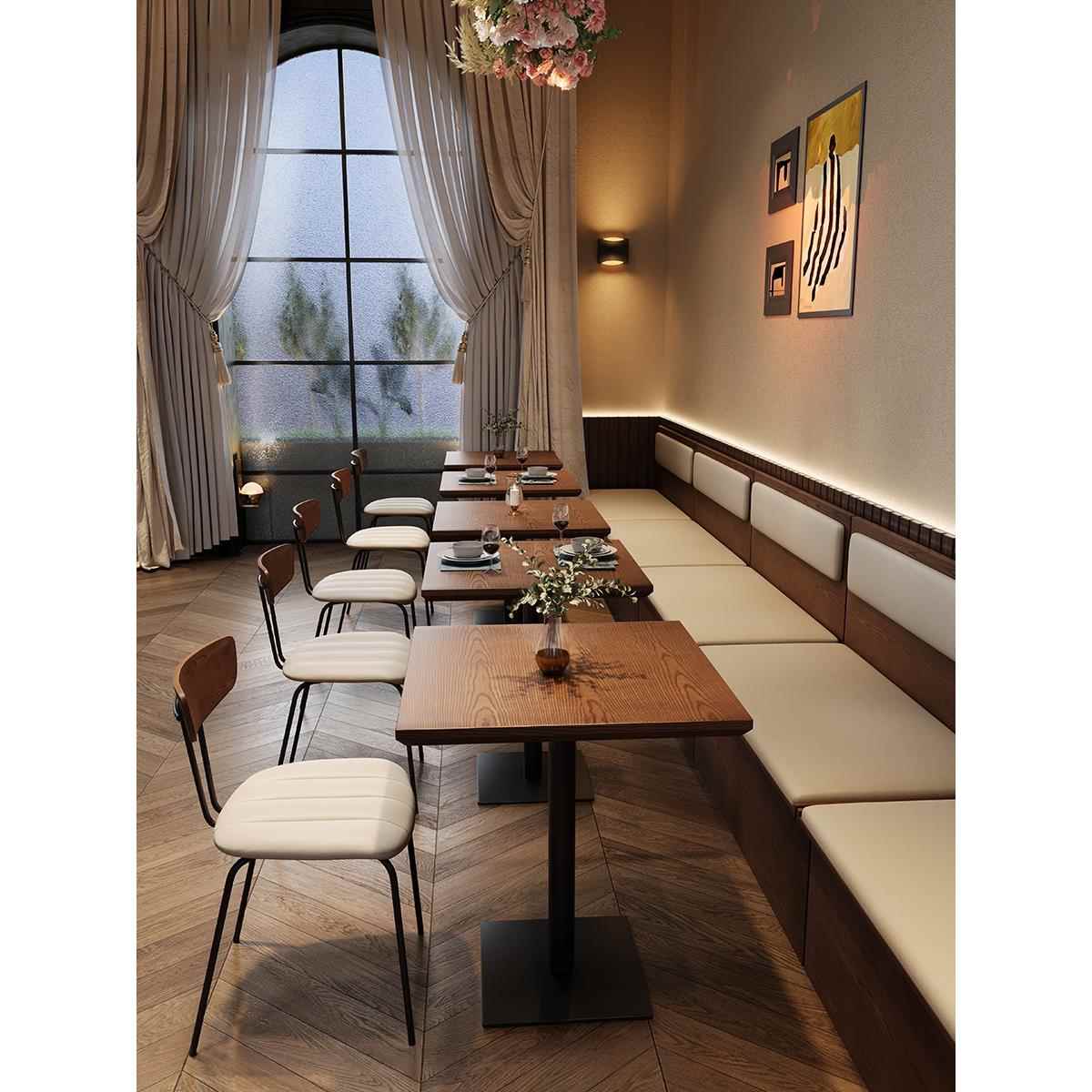 工业风覆古餐厅桌椅组合餐饮店实木餐桌椅咖啡厅商用饭店卡座沙发