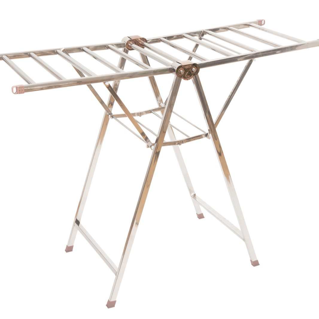 不锈钢落地式晾衣架户外家用可折叠翼型挂衣架加厚稳晒衣架批发