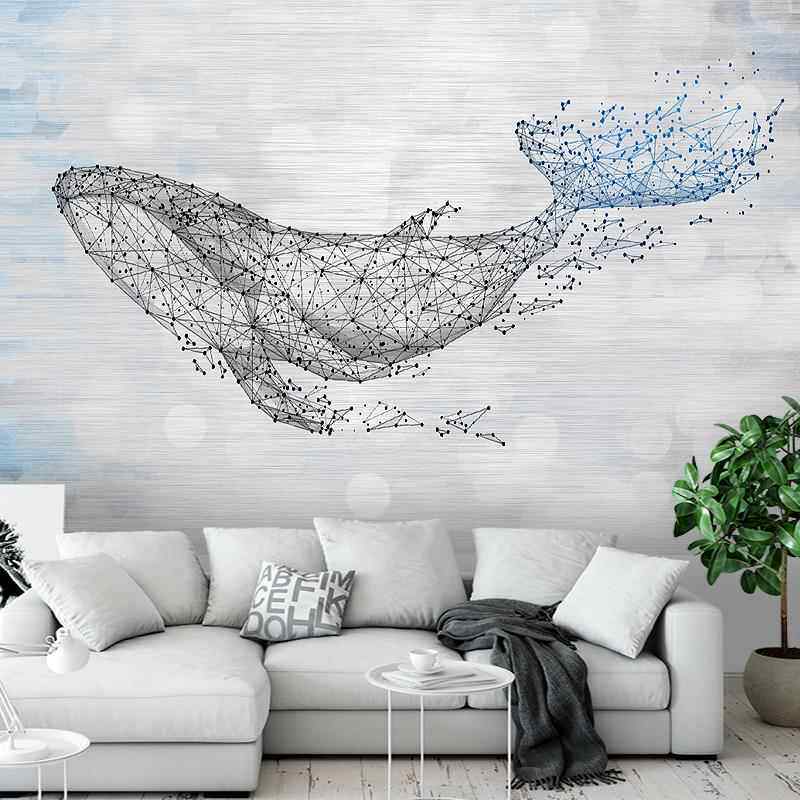 简约客厅鲸鱼沙发电视背景墙贴壁画自粘儿童房床头装饰贴画墙画