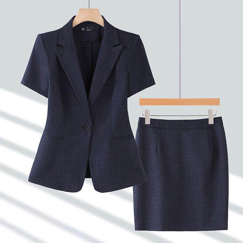 短袖西装套装女夏季薄款高端珠宝店工作服前台接待酒店经理职业装