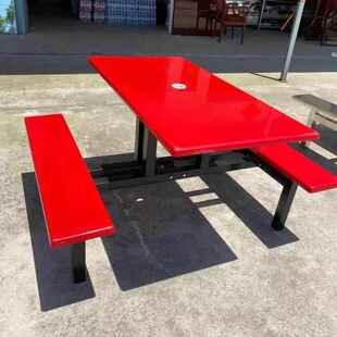 室外餐桌椅插雨伞便利店市门口游乐园连体桌糖水餐桌室外桌椅